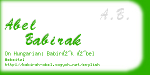 abel babirak business card